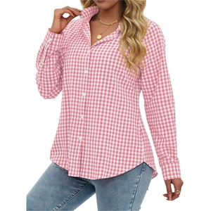 Chemise classique à manches longues pour femme, mode intemporelle au quotidien, respirante, écologique, 100% coton, motif rayé/à carreaux BD - Product Image 2