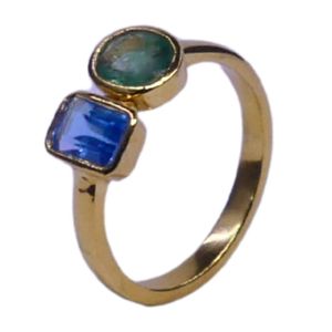 Anillo Clásico de Plata de Ley 925 Chapado en Oro con Topacio Azul para Mujer, Joyería para Bodas - Product Image 5