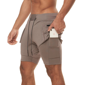 Soft and Breathable Gym Shorts for Men Trendy Double <b>Layer</b> Shorts for Summer Fitness Men’s Compression Workout Shorts Wholesale - Product Image 6