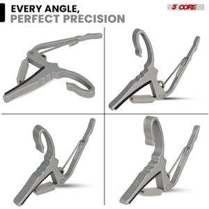 Paire de capodastres 5 cordes à changement rapide pour guitare acoustique, électrique, banjo, mandoline ou ukulélé, argent - Product Image 5