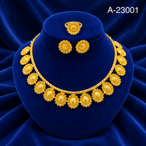 Conjunto de Collar y Pendientes de Aleación de Zinc con Circonitas y Baño de Oro, Diseño Floral, Última Moda, para Mujer, Regalo para Compromiso, Boda o Fiesta - Product Image 3