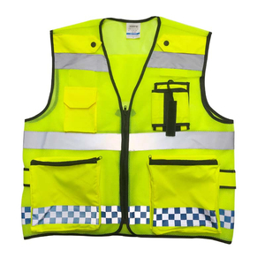 Gilet de sécurité jaune haute visibilité en polyester imperméable avec bande réfléchissante et bande à carreaux, vêtements de travail unisexes - Product Image 2