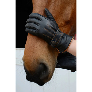 Gants de sport d'hiver pour hommes en cuir, à doigts entiers, compatibles écran tactile – Coupe-vent, imperméables, chauds et protecteurs, avec fermeture à lacets pour l'équitation - Product Image 4