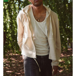 Cardigan d'été léger et respirant en maille ouverte pour homme, avec fermeture éclair, style décontracté - Product Image 3