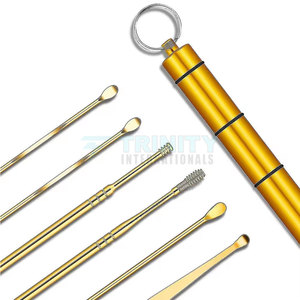 Kit de nettoyage d'oreilles en acier inoxydable, 6 pièces, curettes pour l'élimination du cérumen, pour la vente en ligne - Product Image 4