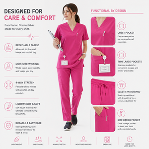 Conjunto de Uniformes Médicos Unisex con Logotipo Personalizado, Uniforme de Enfermería para Hospital, Cuello en V, Jersey Elástico de Algodón, Fabricante OEM para el Sector Sanitario - Product Image 6