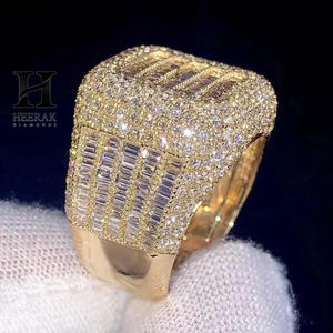 Luxury <b>Iced</b> Out Men's <b>Ring</b> - Baguette and Round Cut Paved Gold Band - Heerak Diamonds Custom Jewelry - Product Image 2