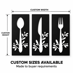 Handcrafted Minimalist <b>Cutlery</b> Wall Art <b>Set</b> of 3 Decorative Kitchen Panels Modern Dining Decor Wholesale OEM ODM - Product Image 3