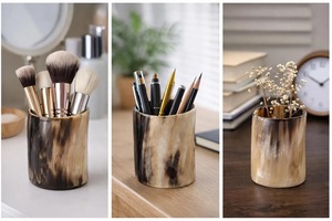 Buffalo Horn Pen Holder Tableware Reusable Multi-Purpose Blending Elegance and Durability for Pens Desk Decor High Quality - Product Image 1