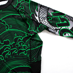 Custom <b>Men</b> Graphic <b>Compression</b> <b>Shirt</b> OEM Private Label Long Sleeve Wave Print Gym Fitness Sportswear Supplier - Product Image 3
