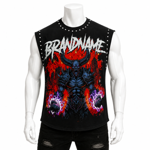 Glory Custom <b>Rhinestone</b> Graphic Tank <b>Top</b> 100% Cotton Soft Fabric New Custom Logo Printed Sleeveless T Shirt For Unisex Wear - Product Image 5
