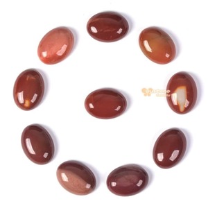 Cabochon ovale en jaspe mookaïte rouge naturel de 18 mm - Certifié par un tiers - Magnifiques pierres précieuses pour la fabrication de bijoux - Product Image 1
