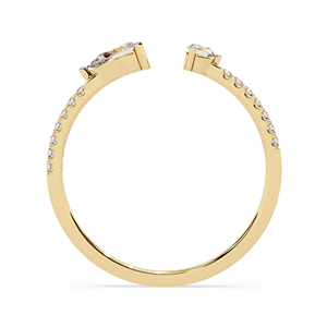 Anillo de Diamante Cultivado en Laboratorio con Corte Pera, Oro Amarillo de 14K/18K, Diseño Abierto, 0.30 CT, DEF VVS, Estilo Étnico para Novia, Chapado en Rodio - Product Image 4