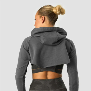 Sweat-shirt à capuche court confortable pour femme en molleton doux, idéal pour l'hiver, respirant et confortable, avec broderie ou impression sur le devant - Product Image 3