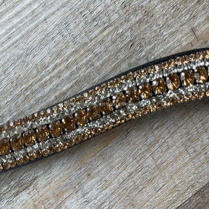 Banda de cuero para cejas de caballo, 5 filas de cristales, hecho con piedras de marca, botones con broches en ambos lados para cierre de bucle - Product Image 2