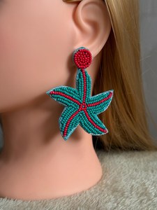 Handmade Colorful Flower Beaded Earrings with Oval Shape Polyester <b>Foundation</b> Fabric-Party Jewelry - Product Image 5