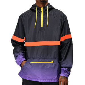 OEM ODM Unisex Lightweight Zipper Thin Pullover Running Windbreaker Casual Two Tone Color Blocked Hooded Anorak Jackets - Product Image 2