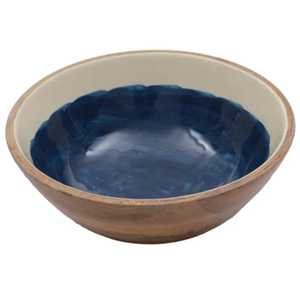 Bol de service tendance en bois naturel émaillé imprimé pour salades, fruits et soupes – Vaisselle décorative pour la cuisine - Product Image 3