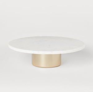 Minimal <b>white</b> marble cake stand with natural wooden base modern dessert display for kitchen <b>dining</b> <b>table</b> customised size looks - Product Image 5