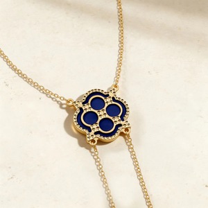 Collar de Oro Amarillo de 9K con Perlas de Agua Dulce y Madreperla Azul y Blanca, Diseño Floral, para Mujer, Joyería Fina, Venta al Por Mayor - Product Image 4