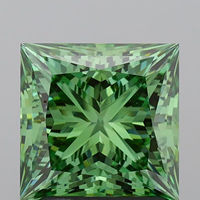 Diamant vert fantaisie de taille princesse, cultivé en laboratoire, de forme carrée, pour la création de bijoux