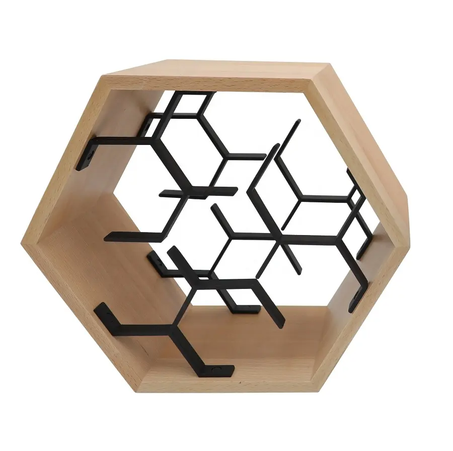 Houten Hexagon Wijnrek