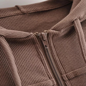Wholesale Stylish Womens Crop Top Hoodies With Perfect Cutting Trending Fashion For Winter Season Hooded Knitted Fabric - Product Image 5