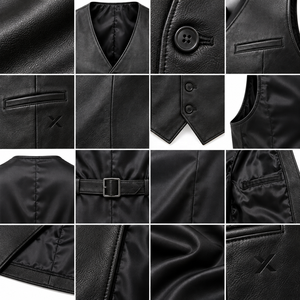 Chalecos de Cuero Formales y Estilo Traje para Hombre |   Gris Negro Borgoña Marrón Azul |   Fabricante OEM ODM |   Diseño de Calidad Premium | - Product Image 4