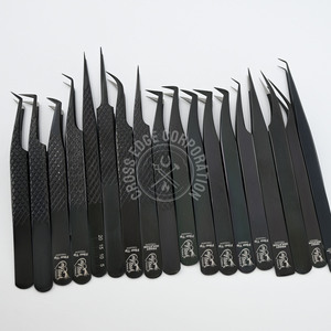 New Arrival 75 Degree Slim Thin Straight Volume Lash Tweezers Curved Classic Lash Tweezer Strong Hold Tweezer Fiber Tip - Product Image 1