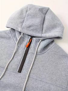 เสื้อฮู้ดซิปครึ่งตัวผู้ชาย เนื้อผ้านุ่ม สวมใส่สบาย เหมาะสำหรับใส่ในชีวิตประจำวัน สไตล์อเมริกัน - Product Image 4