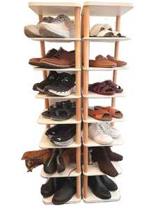 Narrow Wooden Vertical Shoe Rack Space Saving Multi-Tier Entryway Organizer Corner Shoe Shelf Stand <b>Small</b> Apartment Shoe Tower - Product Image 2