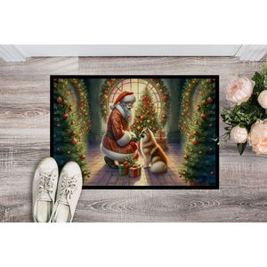 Finnish Spitz Santa Claus Doormat New 18H X 27W <b>Indoor</b> Outdoor Non-Slip Low Pile Rug for Entryway Washable Front <b>Door</b> <b>Mat</b> - Product Image 2