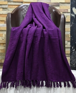 Plaid rectangulaire en laine acrylique tricotée violette, couleur unie, anti-boulochage, pour la décoration intérieure, toutes saisons, 18 ans et plus - Product Image 3