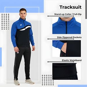 Premium Quality Casual Men's 2-Piece Sportswear Set Full-Zip Sweatshirt Tapered Pants Solid Breathable Gym Training - Product Image 4