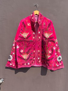 Giacca in Velluto Rosa <span class=keywords><strong>Fucsia</strong></span> Lussuosa Fatta a Mano, Modello 2026, di Tendenza, Elegante <span class=keywords><strong>Cappotto</strong></span> Invernale Aperto sul Davanti per Donna, Prezzo di Fabbrica - Product Image 1