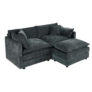 Set di Due Divani Grigi per Soggiorno con Poggiapiedi, Elegante Set di Arredamento per la Casa 2018 - Product Image 5