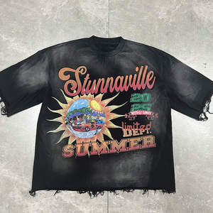 DISCOVER-IMPEX 2026 T-shirt graphique pour homme, style vieilli, délavé, coupe oversize, streetwear décontracté, tendance été - Product Image 1