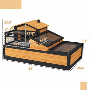 Casa gialla dell'habitat di tartaruga di 3 stanze 44 \ "X 25.5 \" X 25 \ "2 piani con balcone per cabine e camere da giardino - Product Image 3