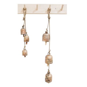 • Vintage Rustic Christmas Bell Decoration Antique <b>Brass</b> Hanging Wind Chime Cluster Shabby Chic Xmas Metal Bells <b>Ornament</b> - Product Image 2
