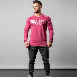 REXFIT SPORTS Camisetas Deportivas de Manga Larga para Hombre, Tejido Transpirable Premium, Colección OEM para Entrenamiento y Uso Casual - Product Image 1