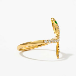 Anillo de Serpiente de Oro Amarillo de 14K con Esmeralda de 0.37 Ct y Diamante Cultivado en Laboratorio de Corte Redondo F VS2, Joyería de Compromiso de Oro Blanco - Product Image 5