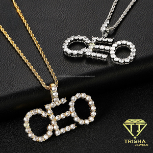 Collier pendentif lettre personnalisé, diamant de laboratoire, style bling-bling hip-hop, avec chaîne en corde pour hommes et femmes - Product Image 1