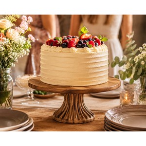 Acacia Wood <b>Rotating</b> <b>Cake</b> <b>Stand</b> with Fluted Pedestal Base - Wholesale - Product Image 3