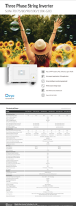 Invertisseurs solaires DEYE SUN-100K-G03 en stock en UE, capacités de 80 kW et 100 kW, indice de protection IP65, onduleur de chaîne triphasé - Product Image 5