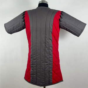 Gambesón Medieval Acolchado de Algodón Gris Rojizo, Chaqueta Acolchada para Reenactment Histórico, Disfraz Larp Vikingo con Cierres de Hebilla Delanteros - Product Image 3