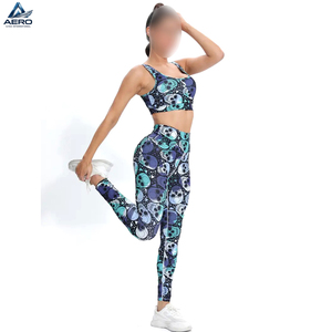 Conjunto de Yoga Estampado Personalizado para Mujer, Bra Deportivo con Diseño de Calavera y Leggings de Cintura Alta, Ropa Deportiva Transpirable para Gimnasio - Product Image 4