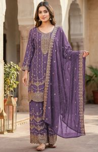 Ensemble prêt-à-porter Rangoli Crush avec dupatta, tenue ethnique brodée, ensemble Kurti Palazzo, tenue de fête pour mariage - Product Image 6