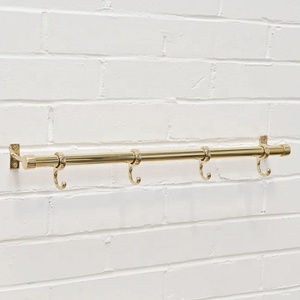 Rail de penderie moderne en laiton à fixation au plafond, détachable, avec amortisseur simple, tringle à vêtements, nickel poli, quincaillerie de mobilier - Product Image 5