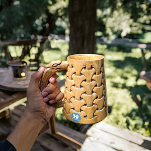 Premium Handmade Wooden Drinking <b>Mug</b> <b>with</b> Snake Shaped <b>Handle</b> for Beer Coffee Tea and Rustic Kitchen Decoration - Product Image 6