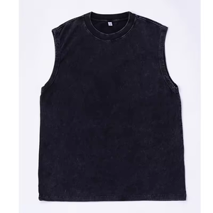 เสื้อกล้ามวินเทจทรงครอปสำหรับผู้ชาย ล้างสีแบบแอซิดวอช ผ้าฝ้าย 100% รับปักลาย สกรีนลาย พิมพ์ลายดิจิตอล ขายส่ง - Product Image 2